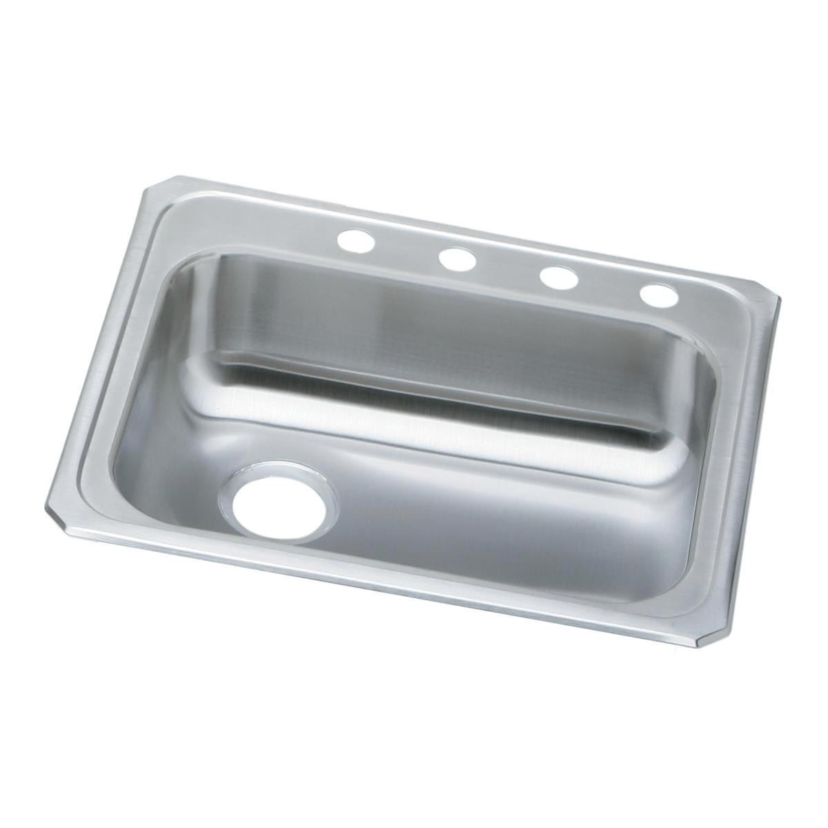Elkay Celebrity Stainless Steel 25" x 21-1/4" x 5-3/8" 4-Hole Single Bowl Drop-in Sink with Left Drain