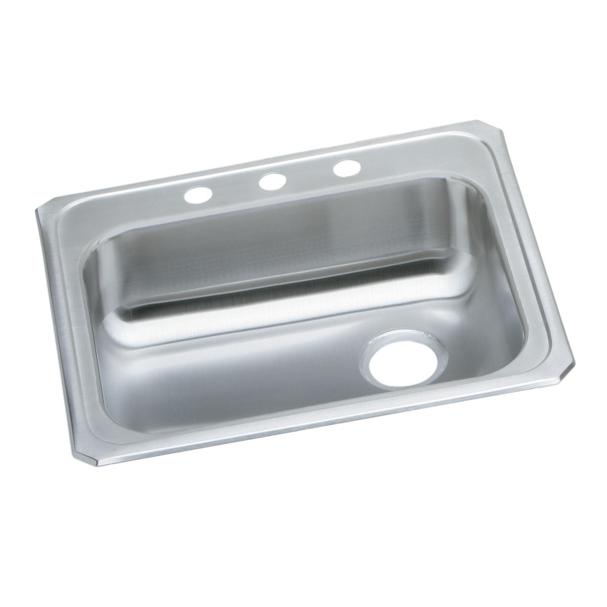 Elkay Celebrity Stainless Steel 25" x 21-1/4" x 5-3/8", 2-Hole Single Bowl Drop-in Sink with Right Drain