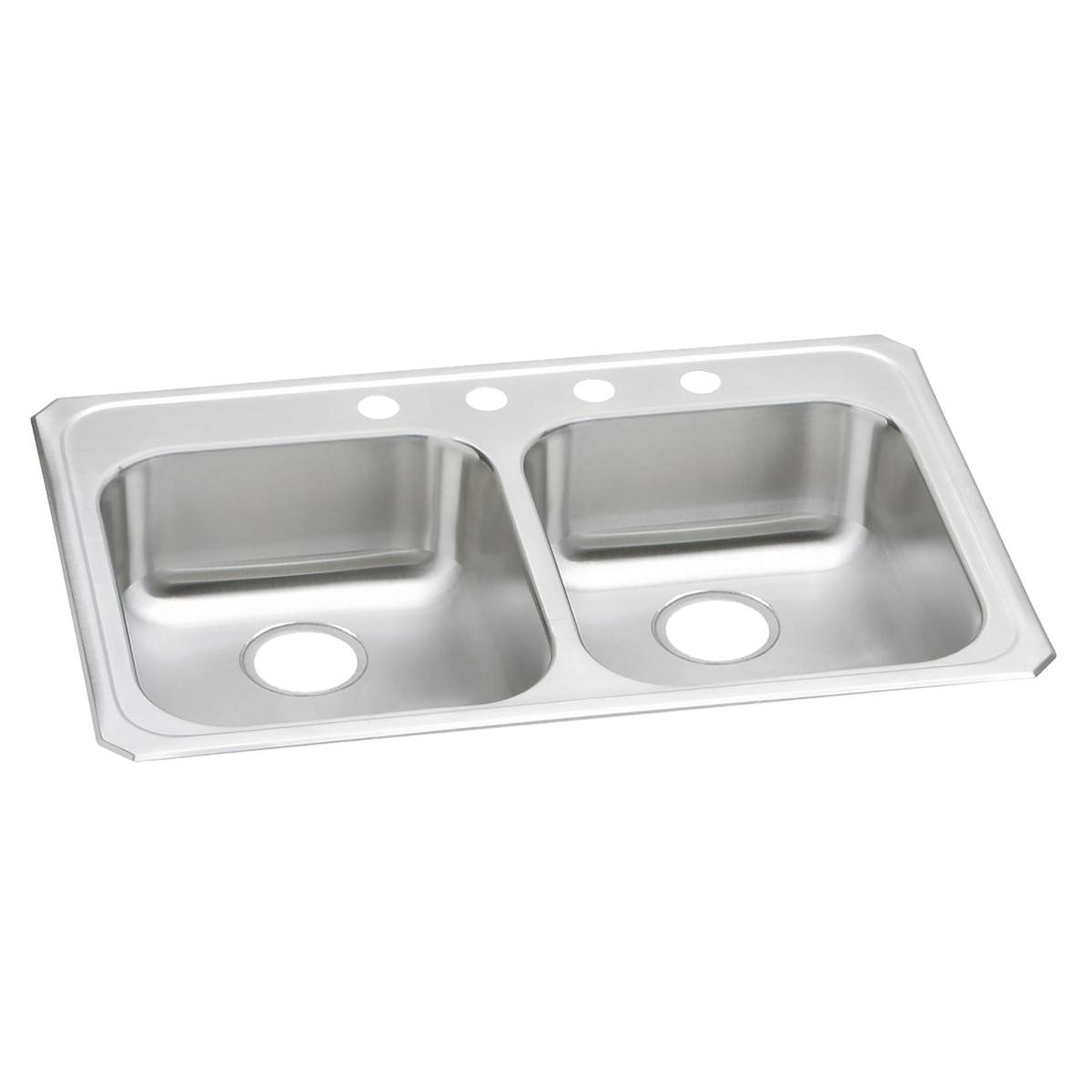 Elkay Celebrity Stainless Steel 33" x 21-1/4" x 5-3/8", 4-Hole Equal Double Bowl Drop-in Sink