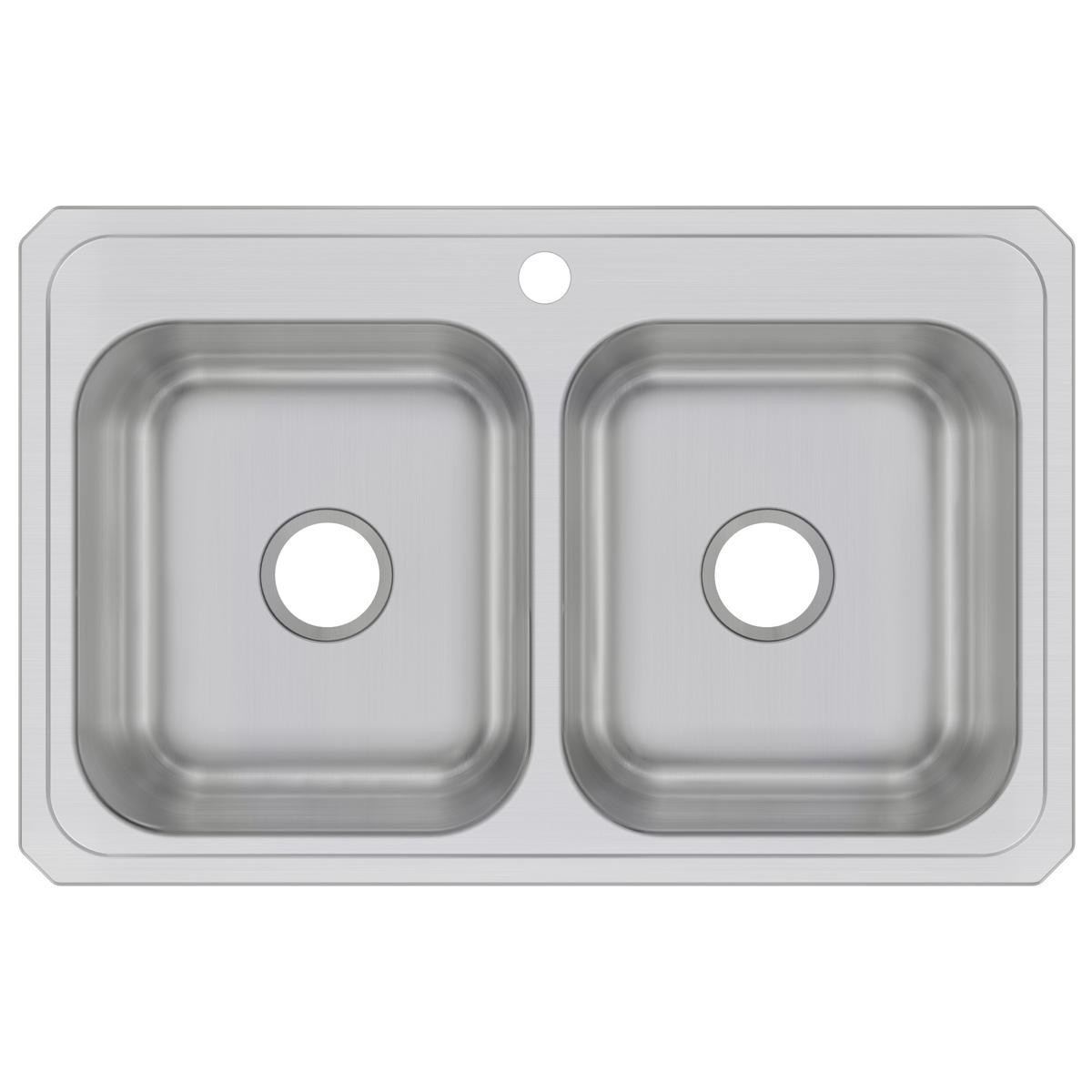Elkay Celebrity Stainless Steel 33" x 21-1/4" x 6-7/8" 1-Hole Equal Double Bowl Drop-in Sink