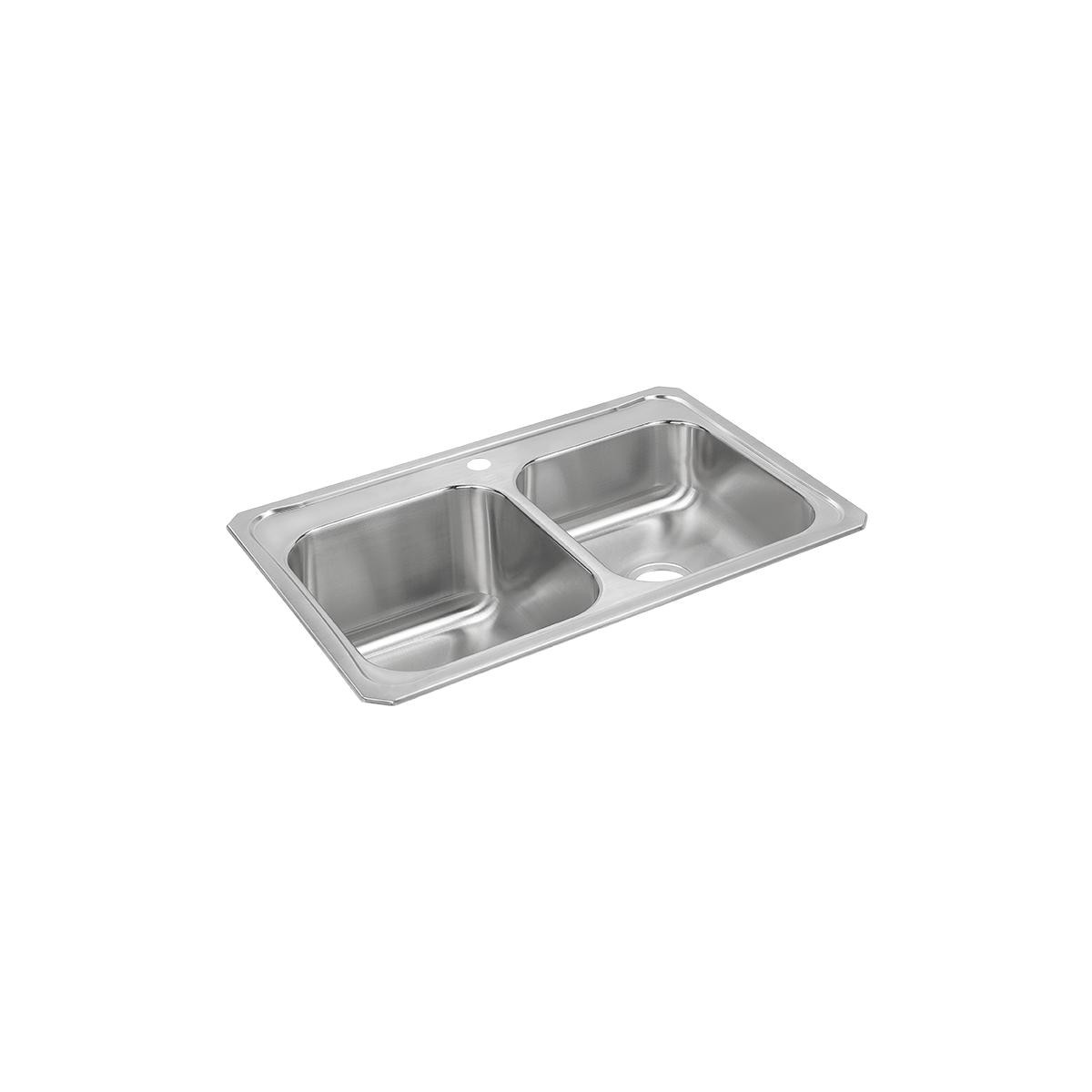 Elkay Celebrity Stainless Steel 33" x 22" x 10-1/4" 1-Hole Equal Double Bowl Drop-in Sink with Right Small Bowl