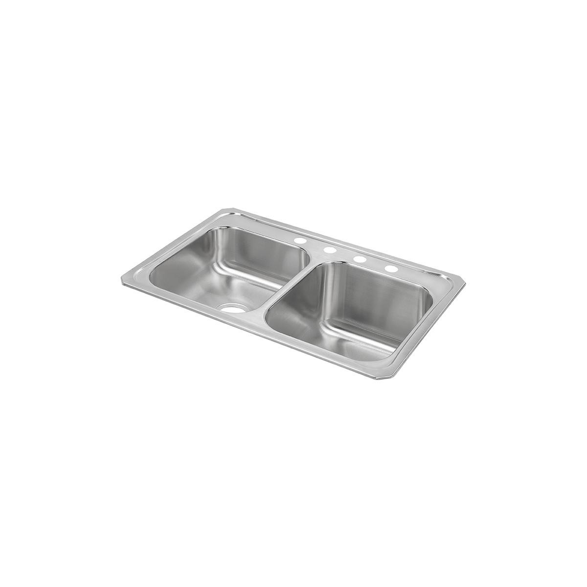 Elkay Celebrity Stainless Steel 33" x 22" x 10-1/4" 4-Hole Equal Double Bowl Drop-in Sink with Left Small Bowl