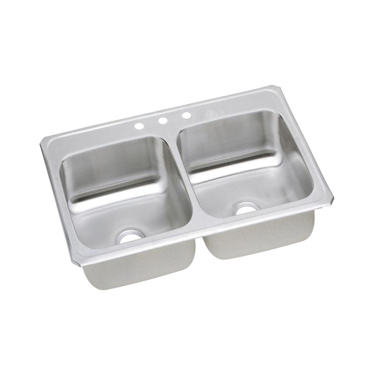 Elkay Celebrity Stainless Steel 43" x 22" x 6-7/8" 3-Hole Equal Double Bowl Drop-in Sink