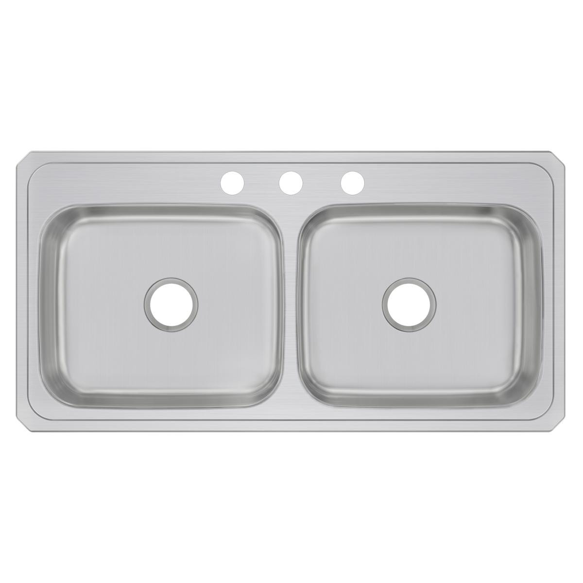Elkay Celebrity Stainless Steel 43" x 22" x 6-7/8" 3-Hole Equal Double Bowl Drop-in Sink