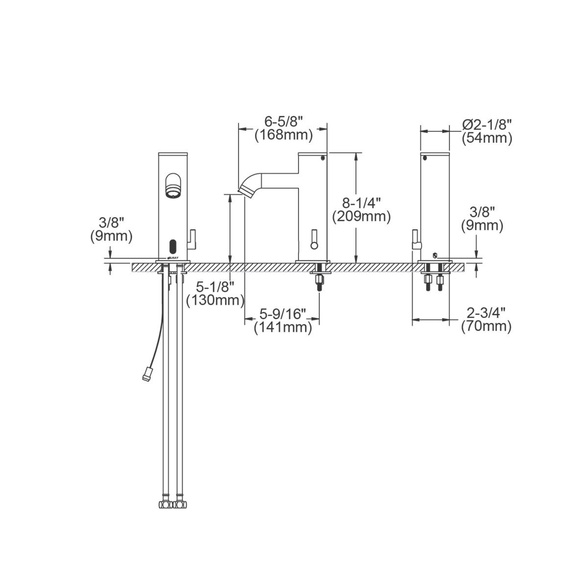 Elkay Commercial Electronic Lavatory Battery Powered Deck Mount Faucet with Cast Fixed 6-5/8" Spout Chrome