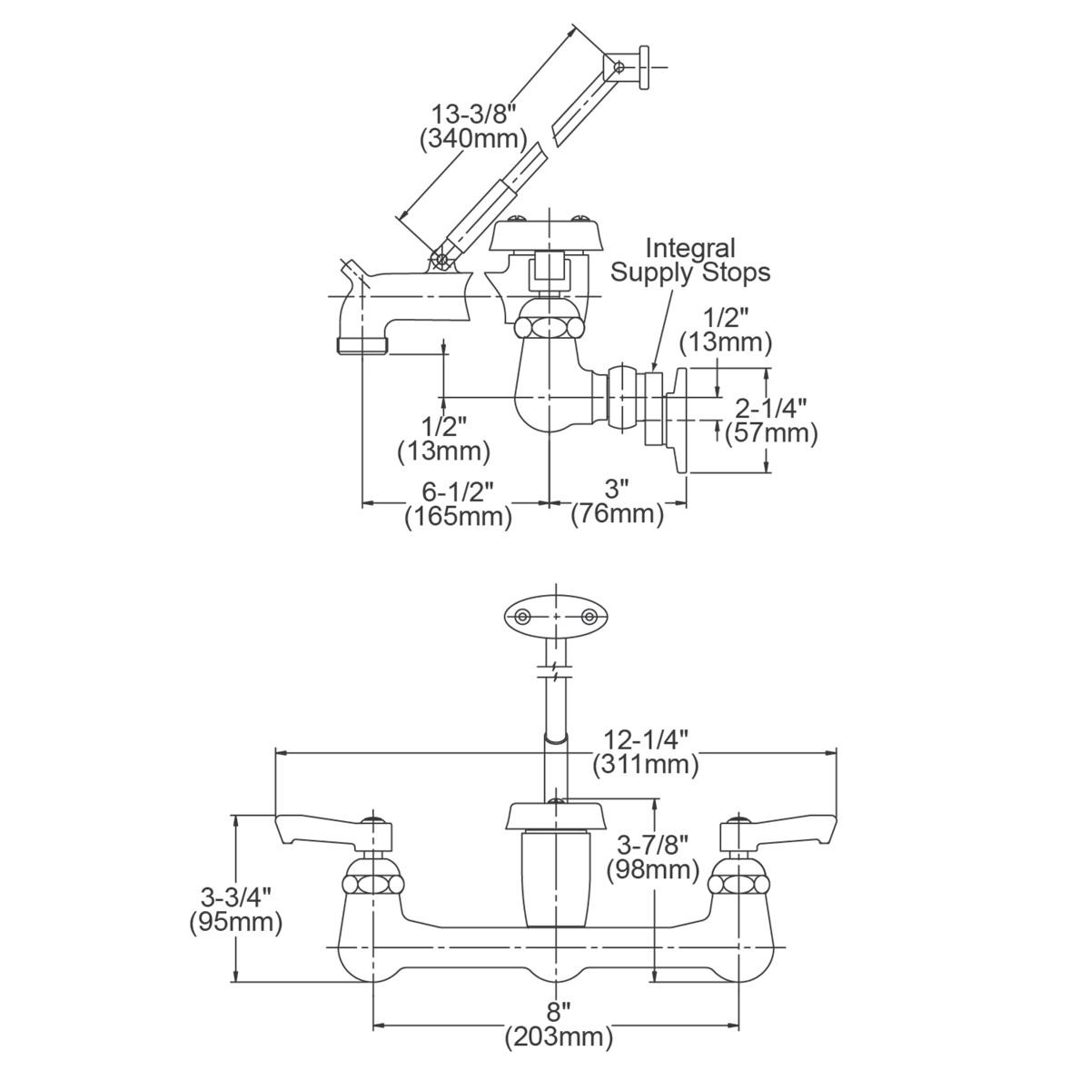 Elkay Commercial Service/Utility Wall Mount Faucet with Bucket Hook Rough Chrome