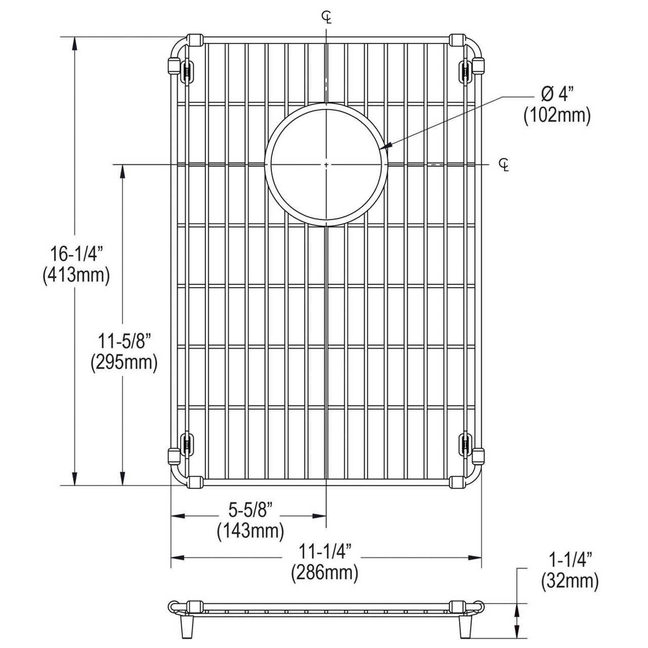 Elkay Crosstown Stainless Steel 11-1/4" x 16-1/4" x 1-1/4" Bottom Grid