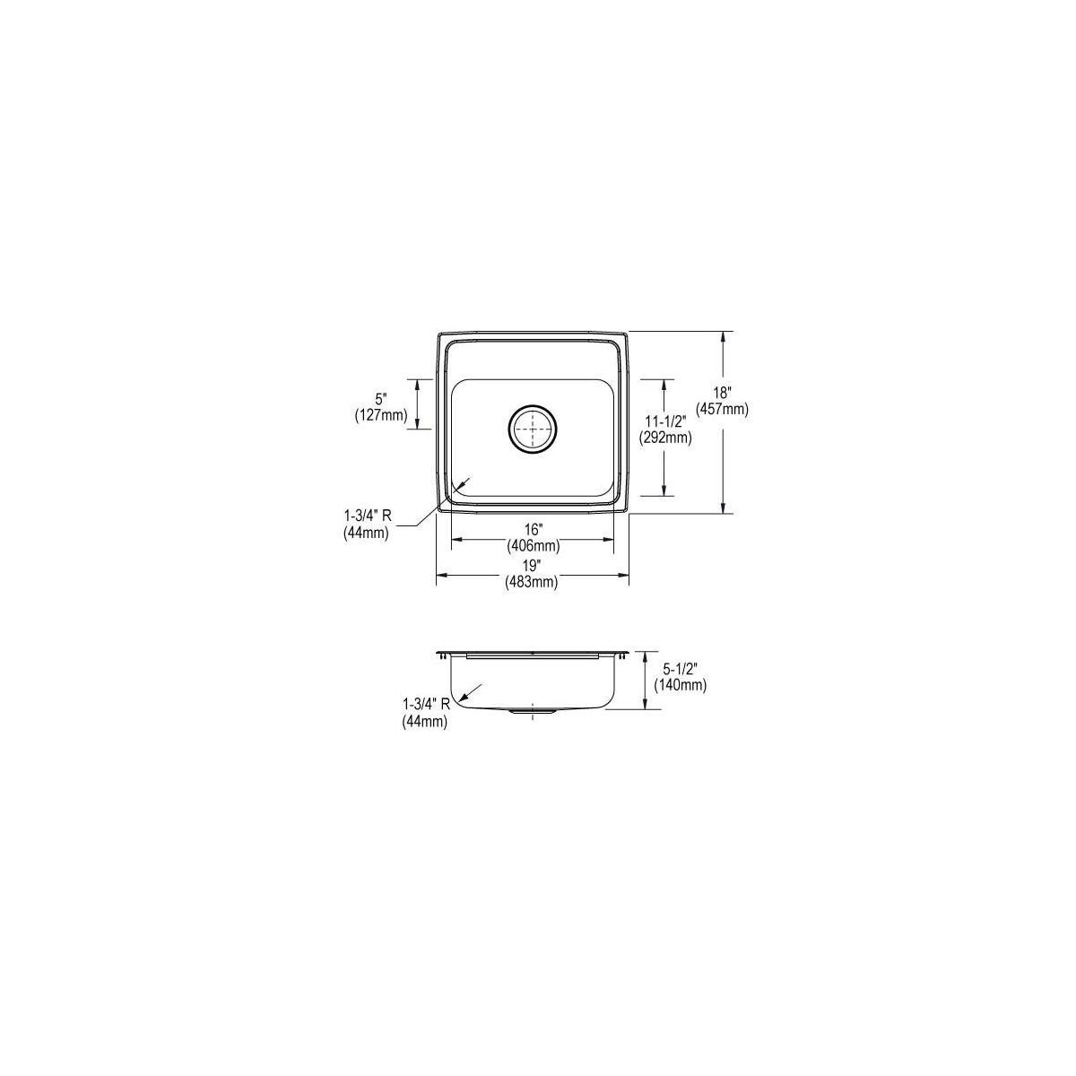Elkay CuVerro Antimicrobial Copper 19" x 18" x 5-1/2" 3-Hole Single Bowl Drop-in ADA Sink