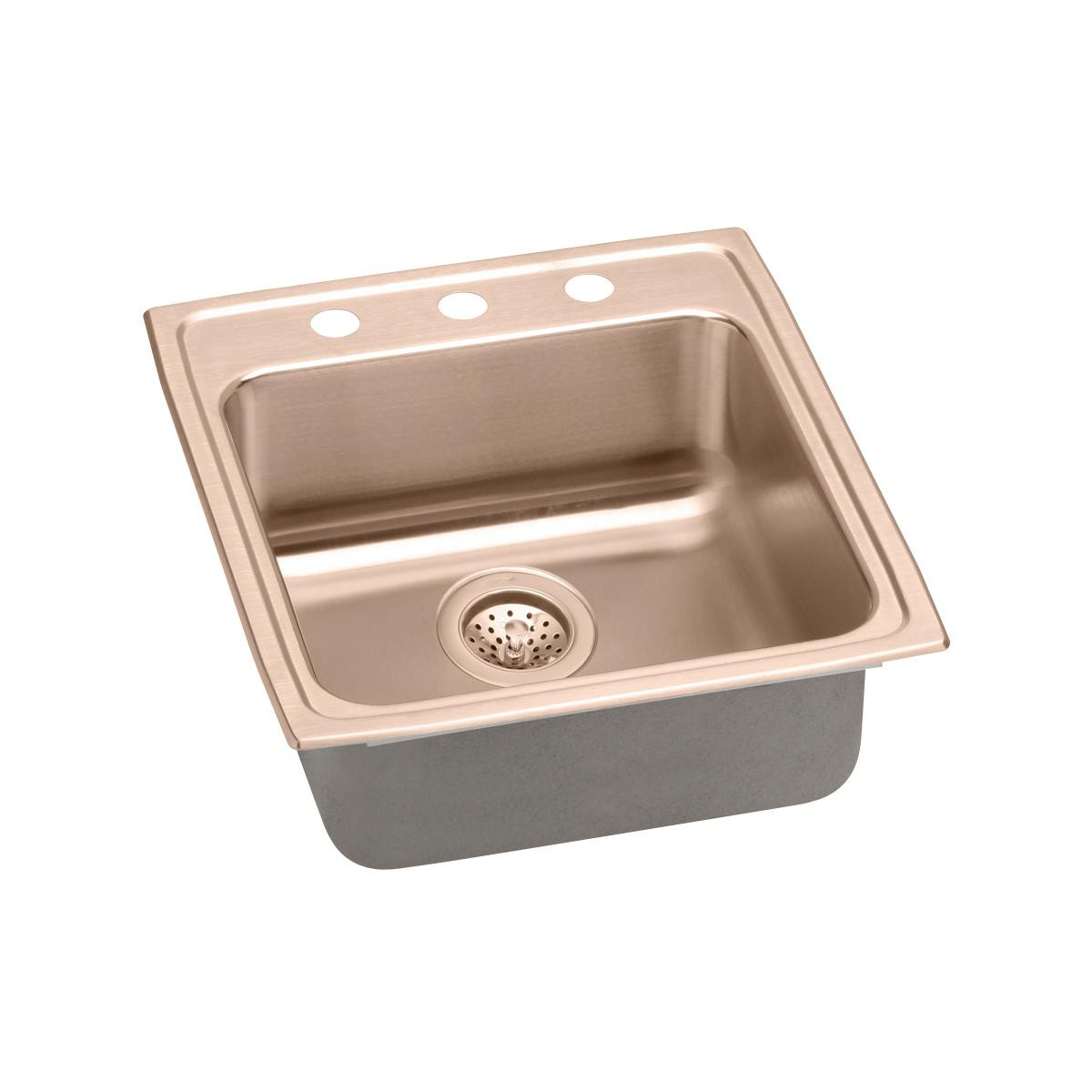 Elkay CuVerro Antimicrobial Copper 19-1/2" x 22" x 6-1/2" 3-Hole Single Bowl Drop-in ADA Sink