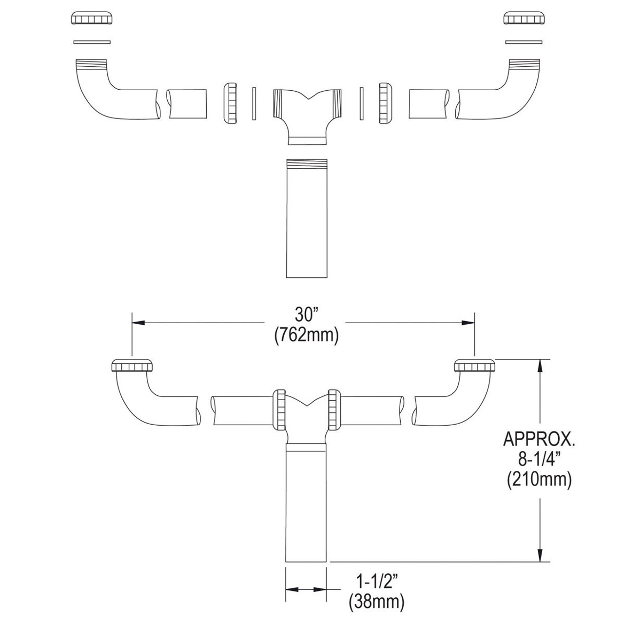 Elkay Drain Fitting Center Outlet for Double Bowl Sinks