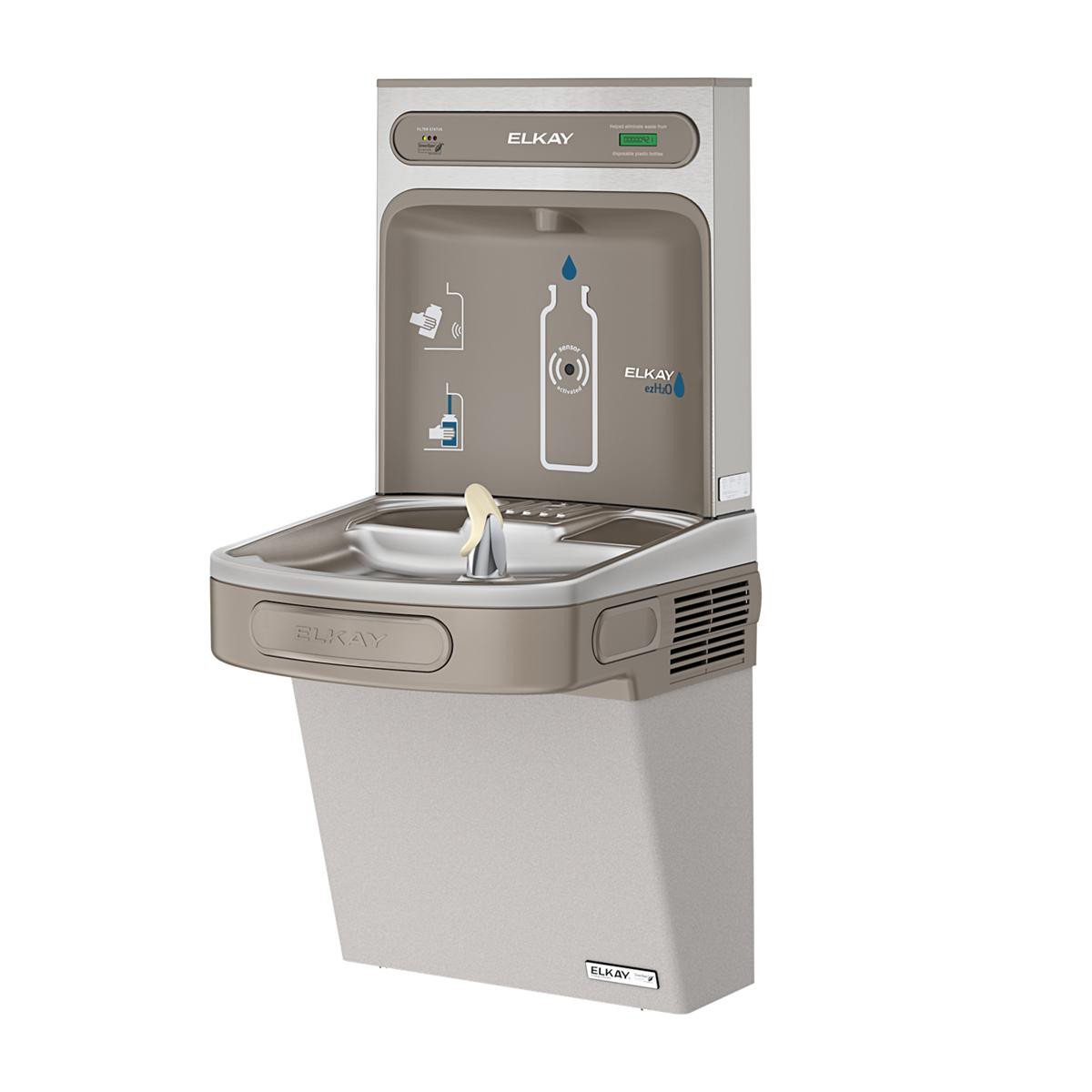 Elkay ezH2O Bottle Filling Station & Single ADA Cooler High Efficiency Filtered Refrigerated Light Gray