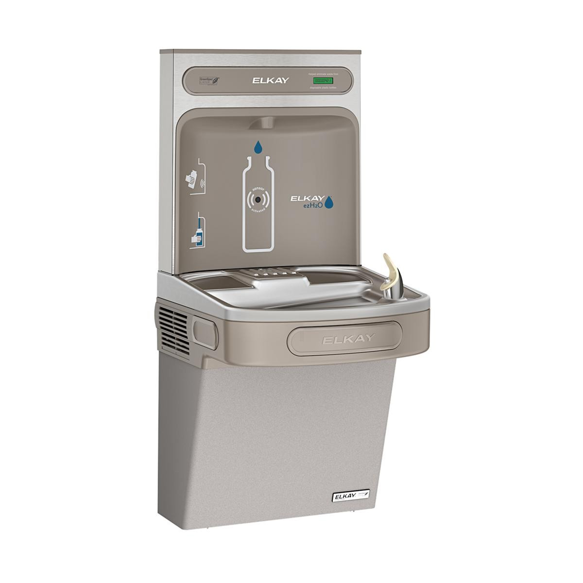 Elkay ezH2O Bottle Filling Station & Single ADA Cooler High Efficiency Non-Filtered Refrigerated Light Gray