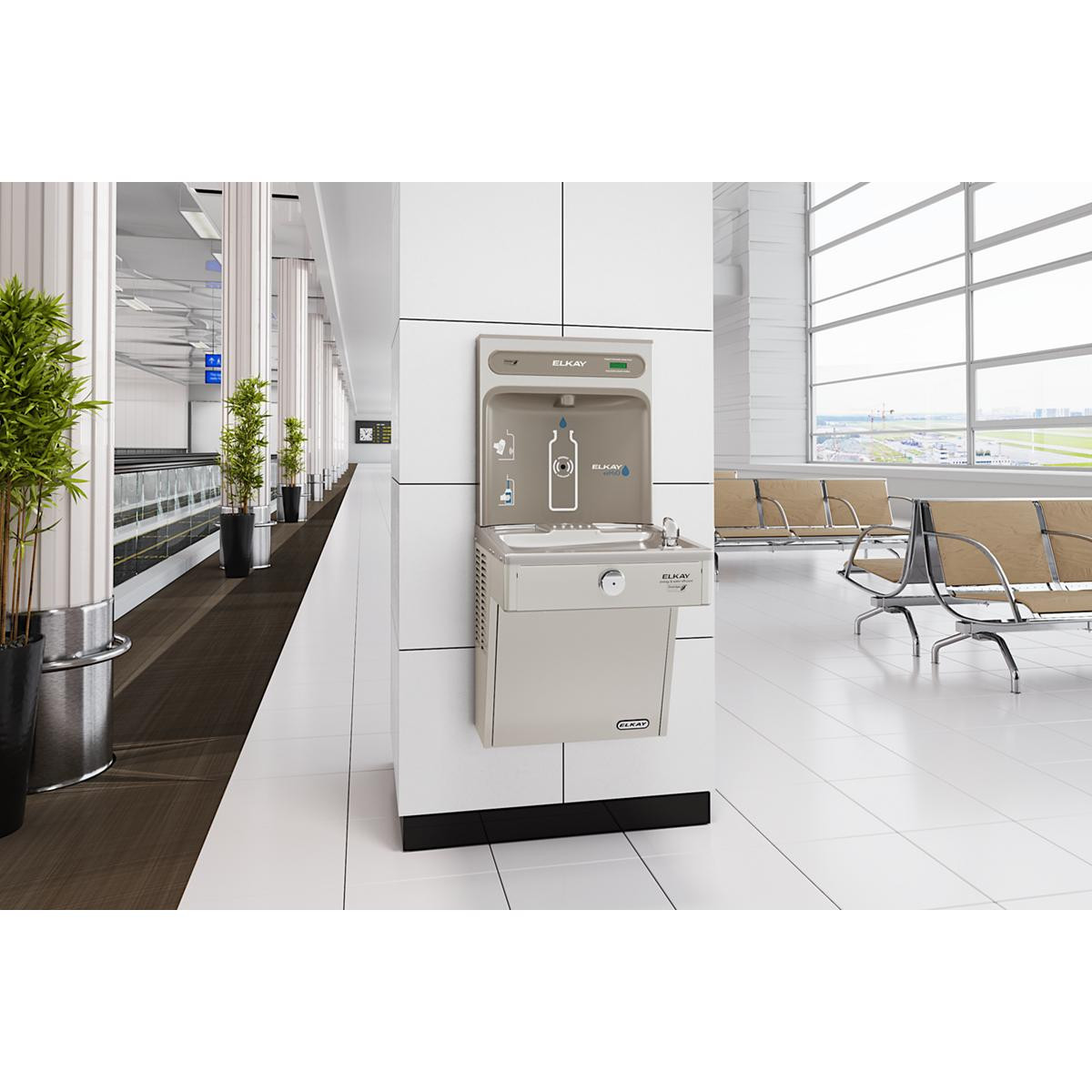 Elkay ezH2O Bottle Filling Station & Single High Efficiency Vandal-Resistant Cooler Non-Filtered Refrigerated Stainless
