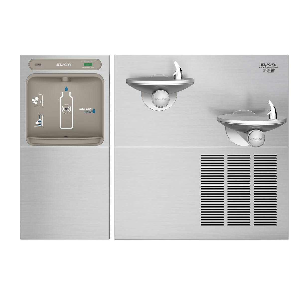 Elkay ezH2O Bottle Filling Station & SwirlFlo Bi-Level Fountain High Efficiency Non-Filtered Refrigerated Stainless