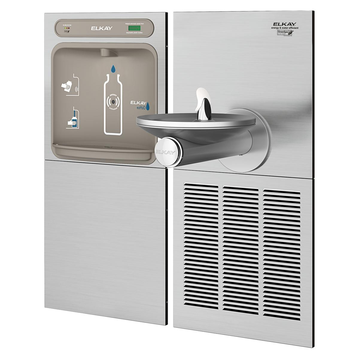Elkay ezH2O Bottle Filling Station & SwirlFlo Single Fountain High Efficiency Filtered Refrigerated Stainless
