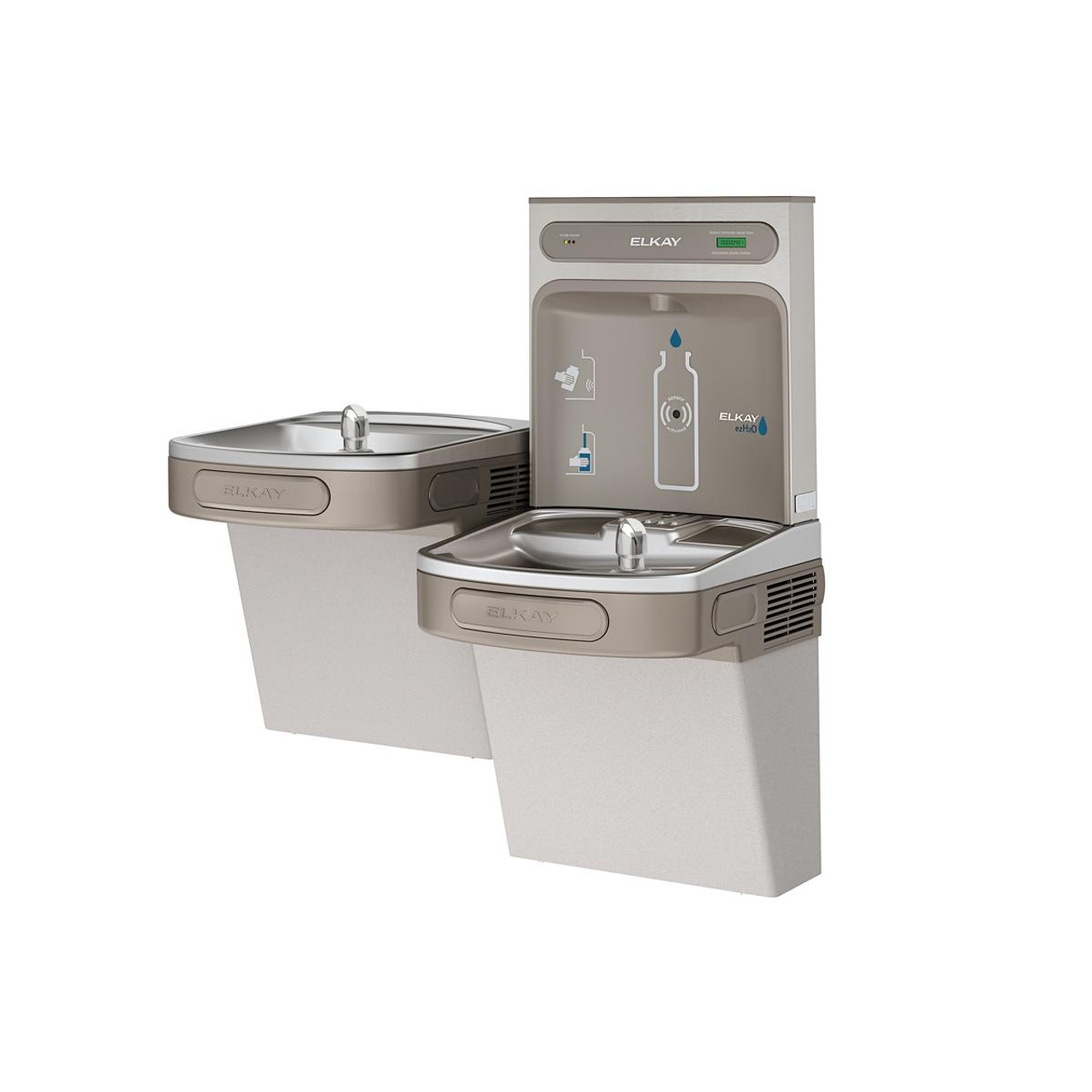 Elkay ezH2O Bottle Filling Station & Versatile Bi-Level ADA Vandal-Resistant Cooler Filtered Non-Refrigerated Light Gray