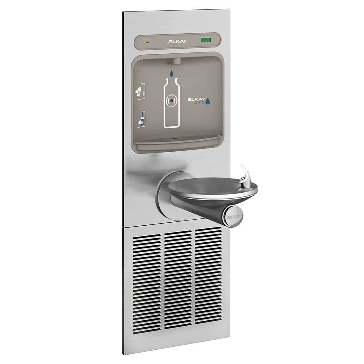 Elkay ezH2O Bottle Filling Station with Integral SwirlFlo Fountain Refrigerated Filtered Refrigerated Stainless