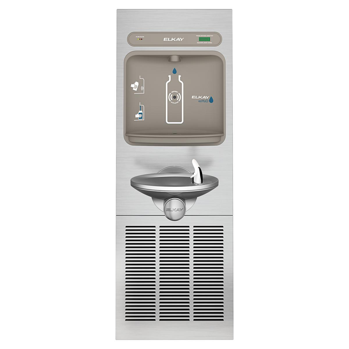 Elkay ezH2O Bottle Filling Station with Integral SwirlFlo Fountain Refrigerated Filtered Refrigerated Stainless