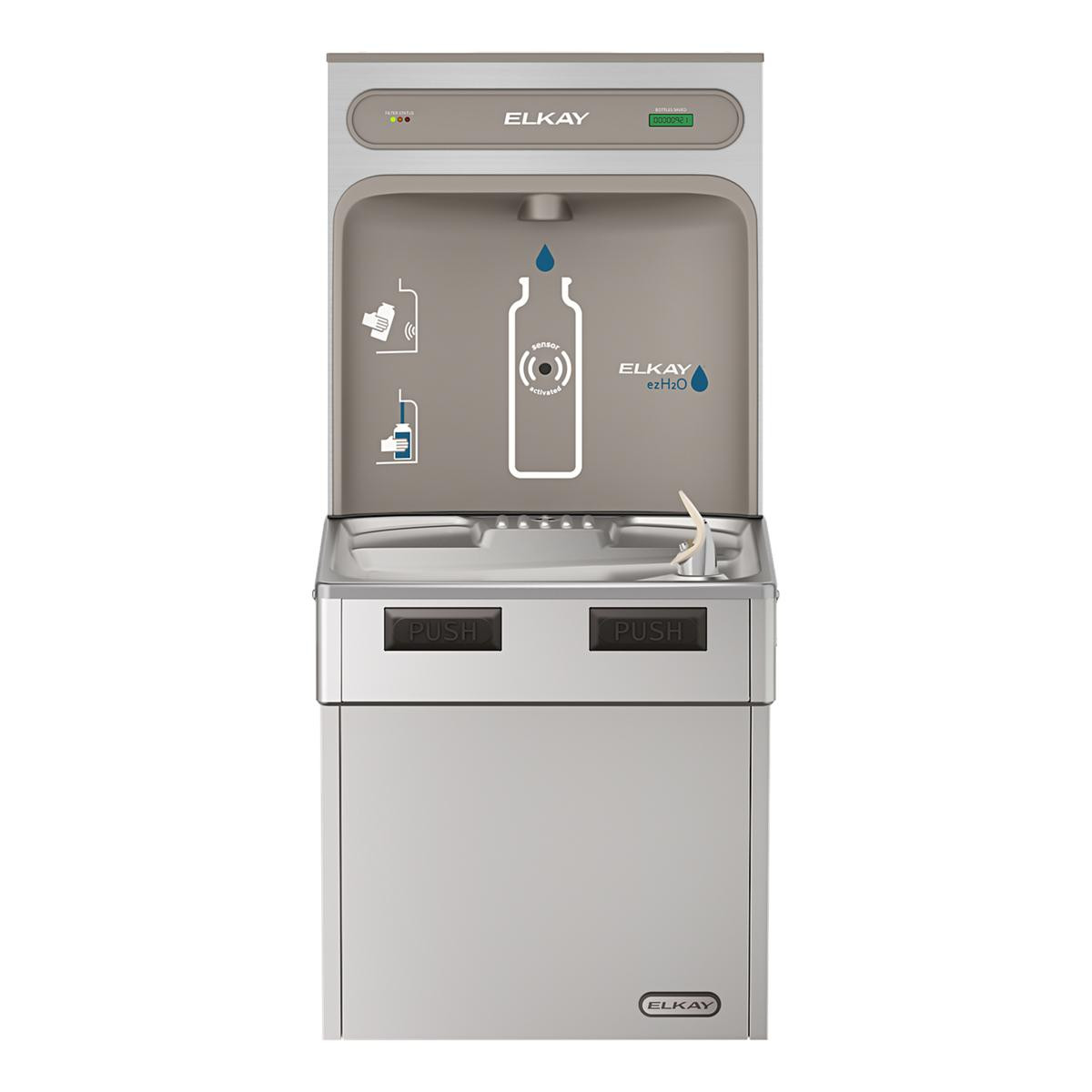 Elkay ezH2O Bottle Filling Station with Mechanically Activated Single ADA Cooler Filtered Refrigerated Stainless