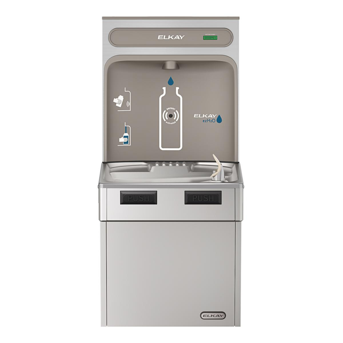 Elkay ezH2O Bottle Filling Station with Mechanically Activated Single ADA Cooler Non-Filtered Refrigerated Stainless