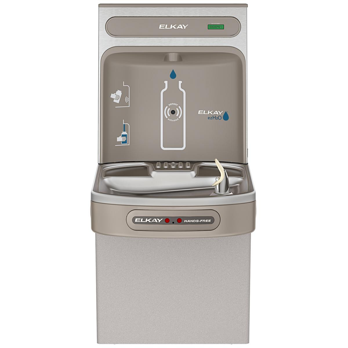 Elkay ezH2O Bottle Filling Station with Single ADA Cooler Hands Free Activation Non-Filtered Refrigerated Light Gray