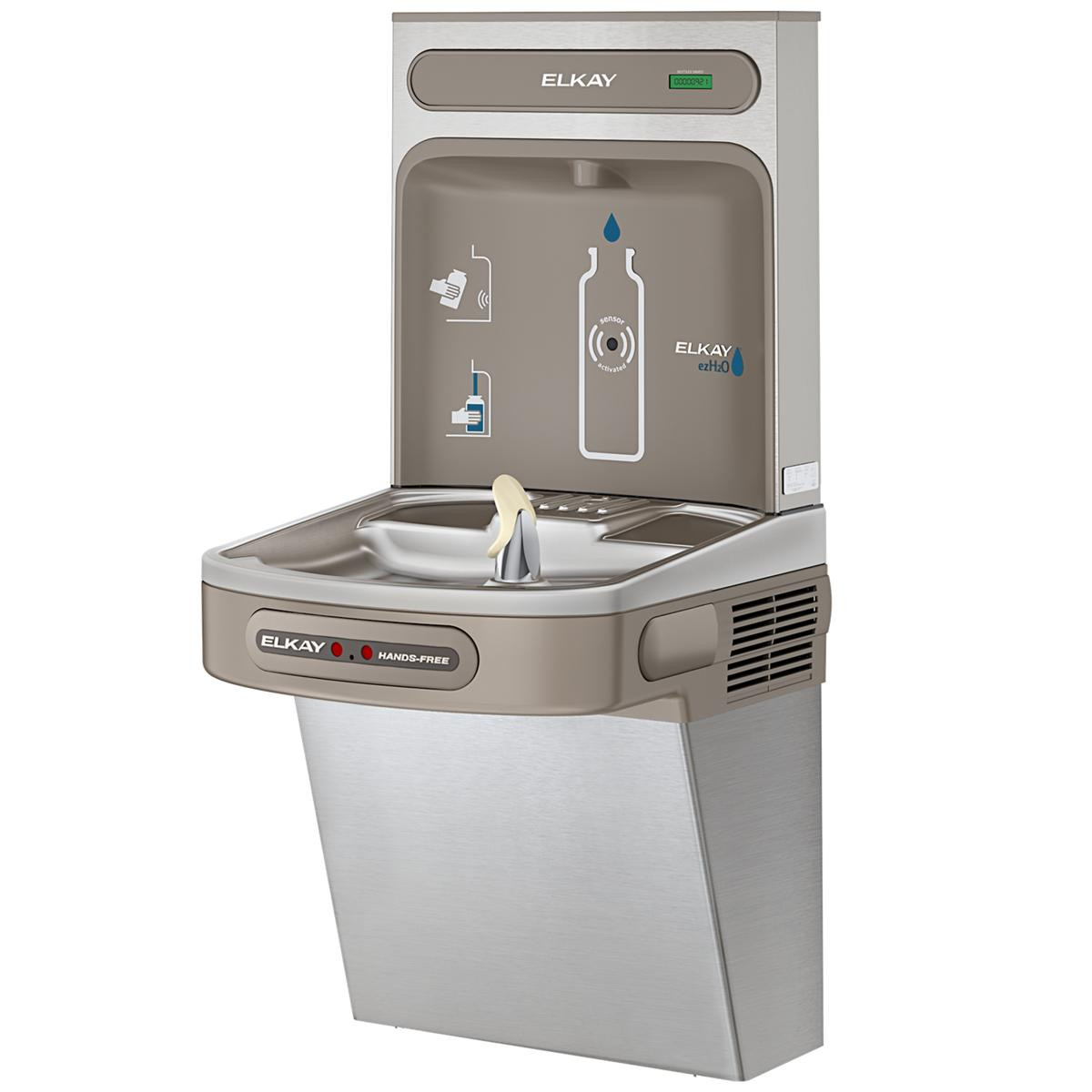 Elkay ezH2O Bottle Filling Station with Single ADA Cooler Hands Free Activation Non-Filtered Refrigerated Stainless
