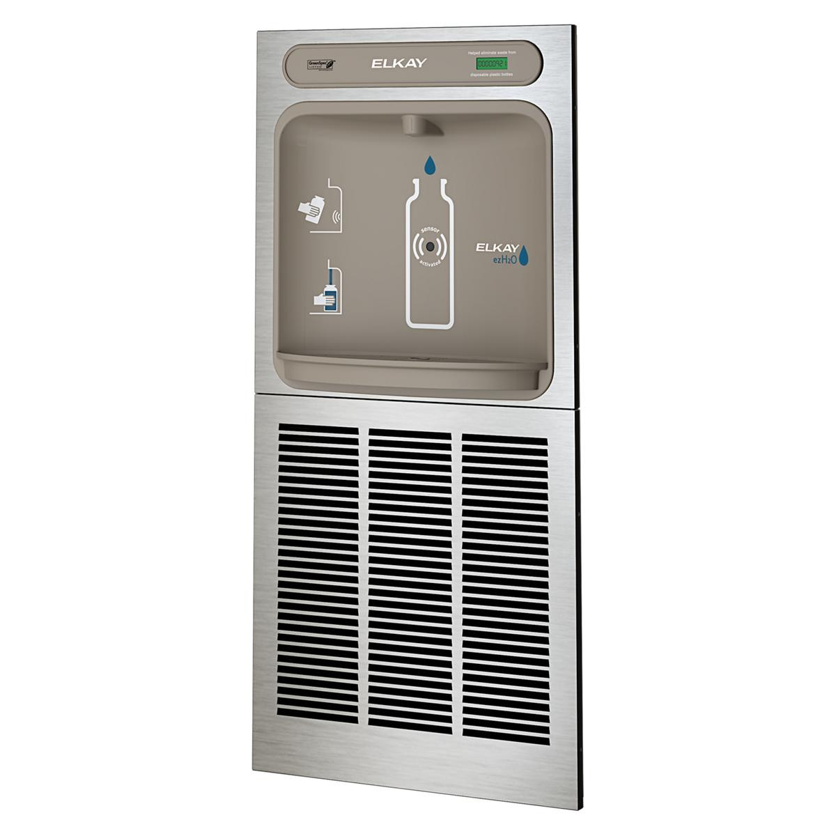 Elkay ezH2O In-Wall Bottle Filling Station with Mounting Frame High Efficiency Non-Filtered Refrigerated Stainless