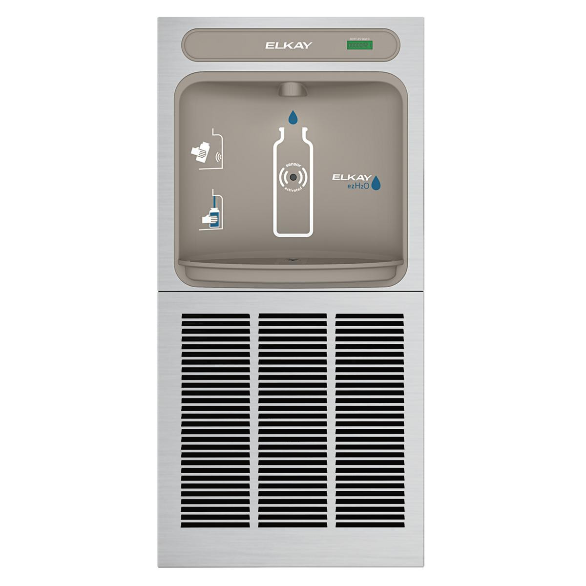 Elkay ezH2O In-Wall Bottle Filling Station with Mounting Frame Non-Filtered Refrigerated Stainless