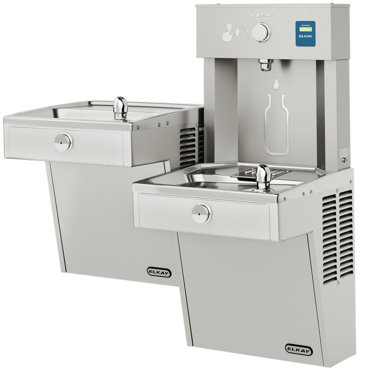 Elkay ezH2O Vandal-Resistant Bottle Filling Station & Bi-Level Cooler Non-Filtered Non-Refrigerated Stainless