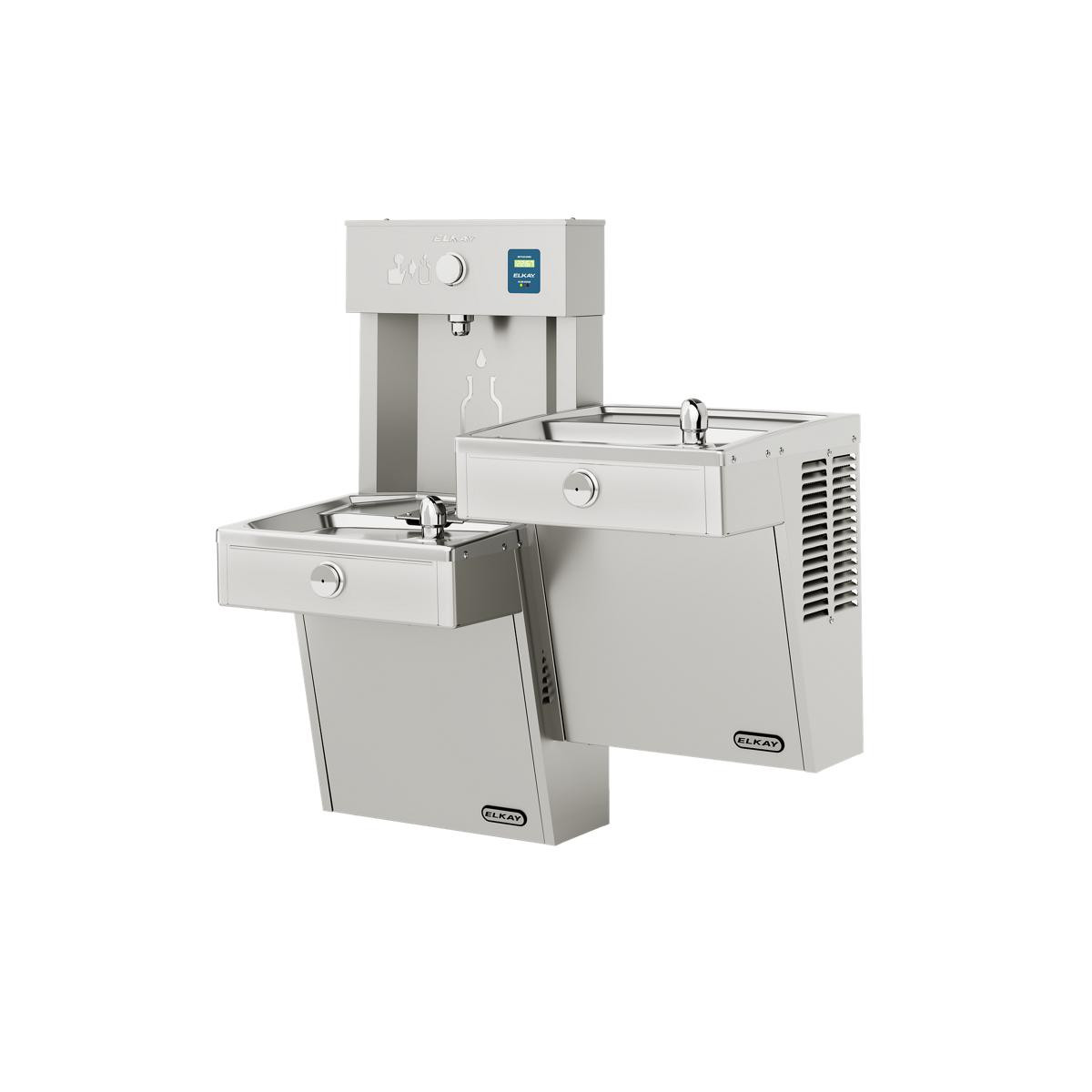Elkay ezH2O Vandal-Resistant Bottle Filling Station & Bi-Level Reverse Cooler Non-Filtered Non-Refrigerated Stainless