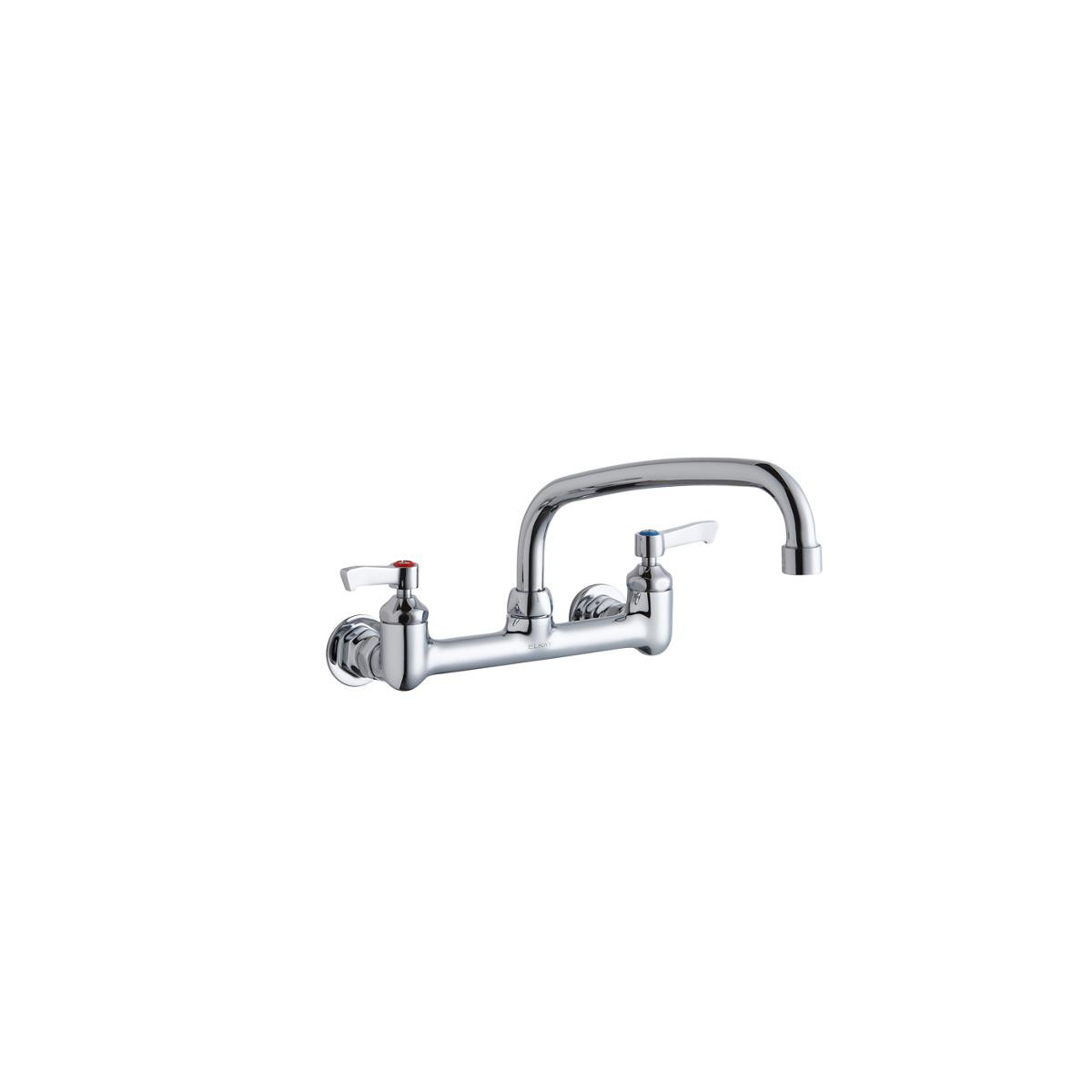 Elkay Foodservice 8" Centerset Wall Mount Faucet with 10" Arc Tube Spout 2" Lever Handles 1/2" Offset Inlets Chrome