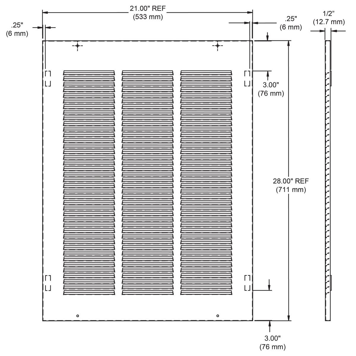 Elkay Louvered Grill 21" x 1/2" x 28"