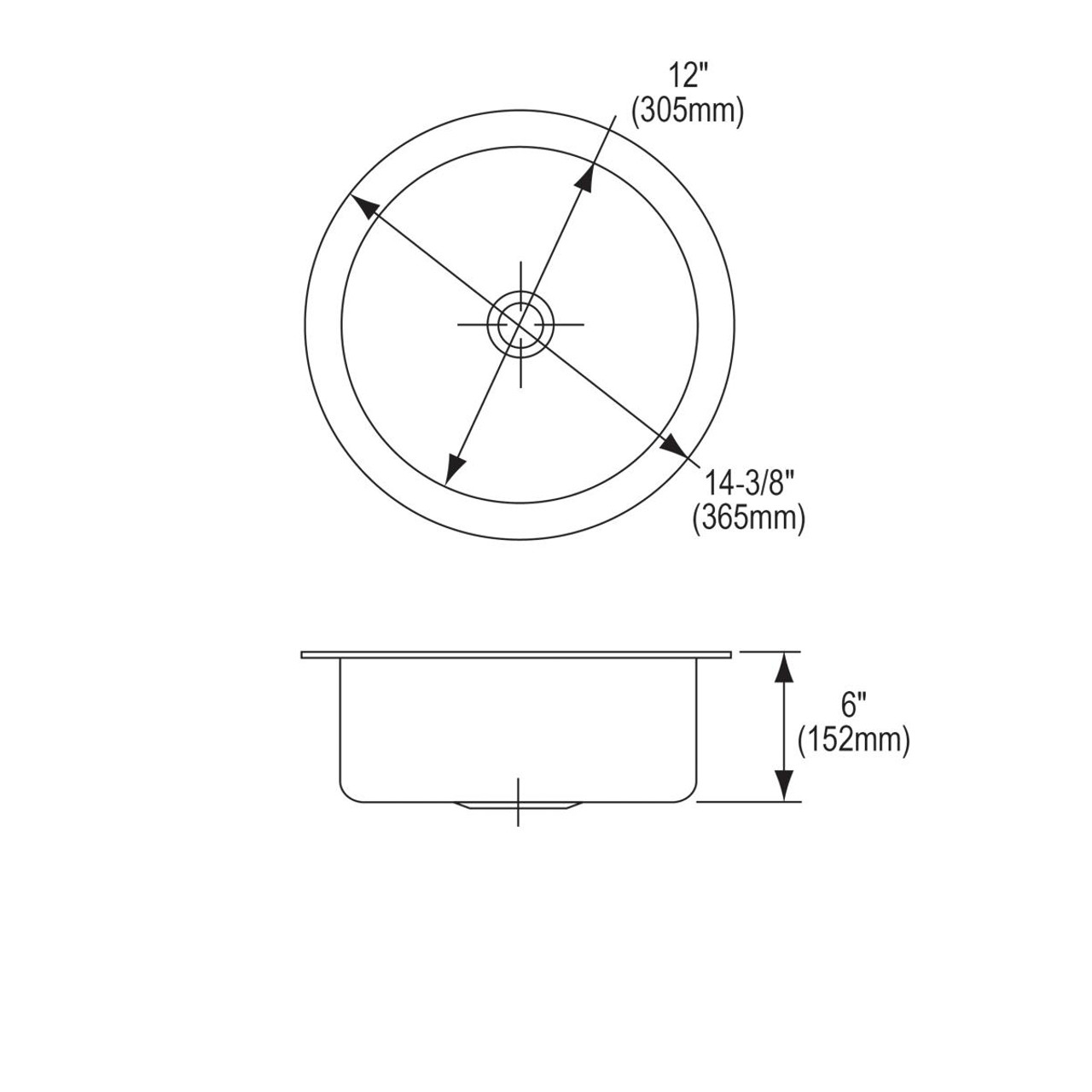 Elkay Lustertone Classic Stainless Steel 14-3/8" x 14-3/8" x 6" Single Bowl Undermount Sink Kit