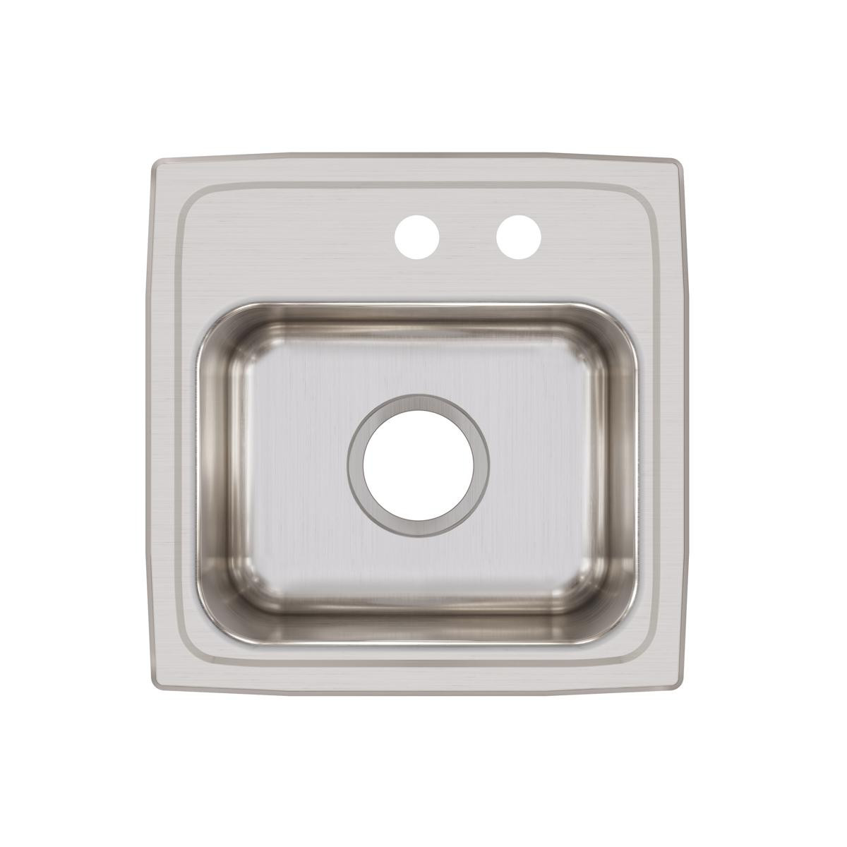 Elkay Lustertone Classic Stainless Steel 15" x 15" x 7-1/8", MR2-Hole Single Bowl Drop-in Bar Sink with Quick-clip and 3-1/2" Drain