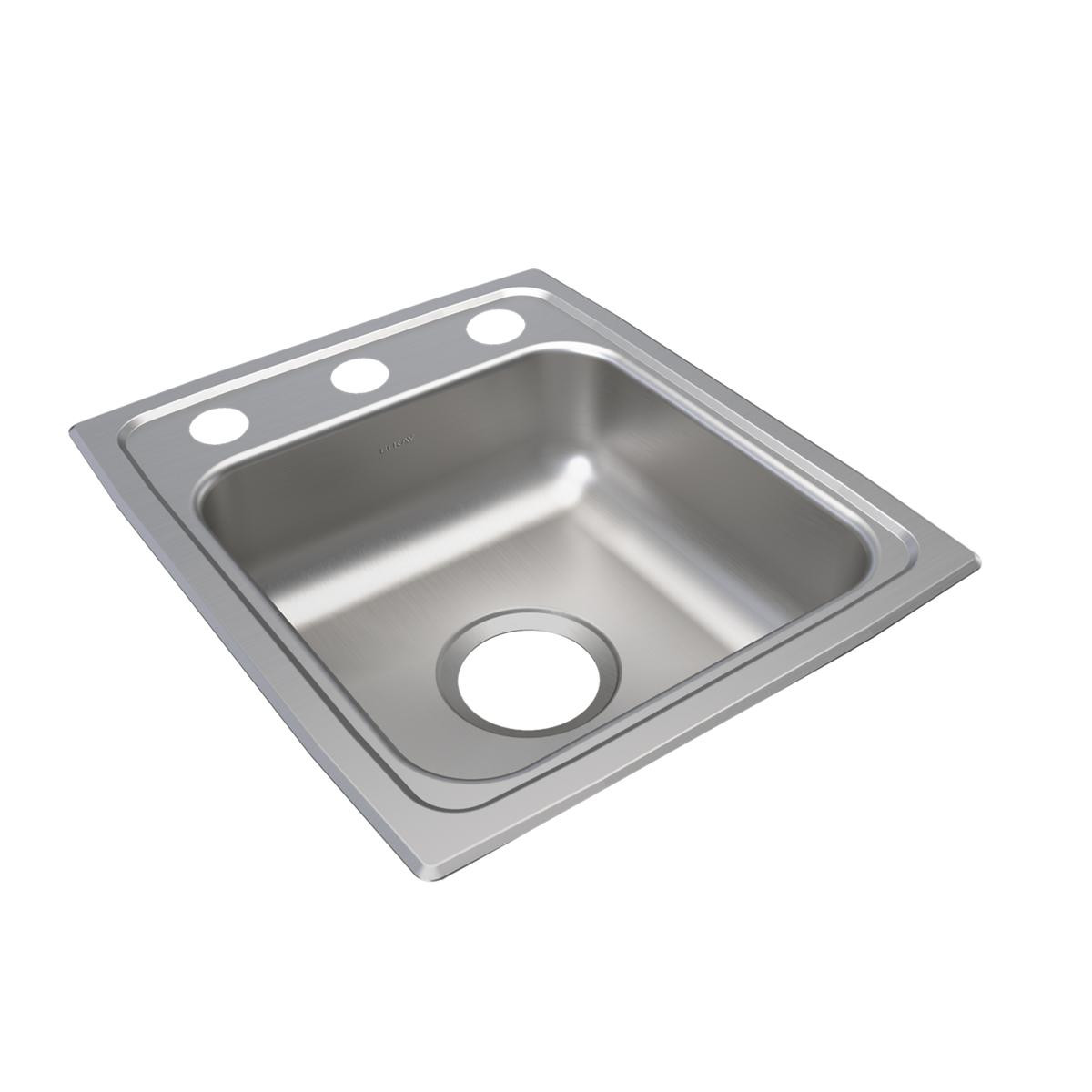 Elkay Lustertone Classic Stainless Steel 15" x 17-1/2" x 5-1/2" 3-Hole Single Bowl Drop-in ADA Sink