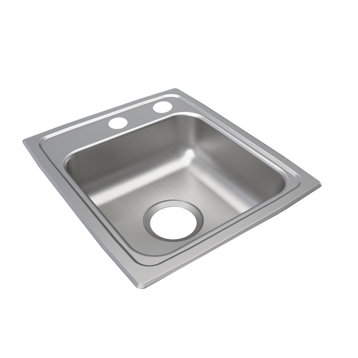 Elkay Lustertone Classic Stainless Steel 15" x 17-1/2" x 5-1/2", MR2-Hole Single Bowl Drop-in ADA Sink