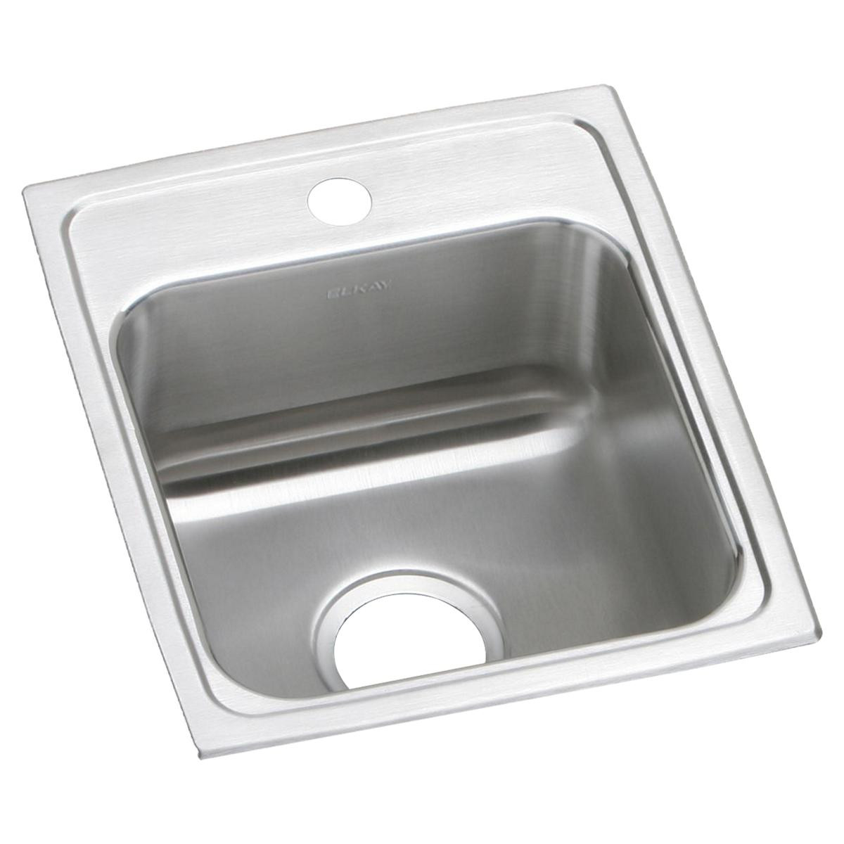 Elkay Lustertone Classic Stainless Steel 15" x 17-1/2" x 6-1/2" 1-Hole Single Bowl Drop-in ADA Sink with Quick-clip