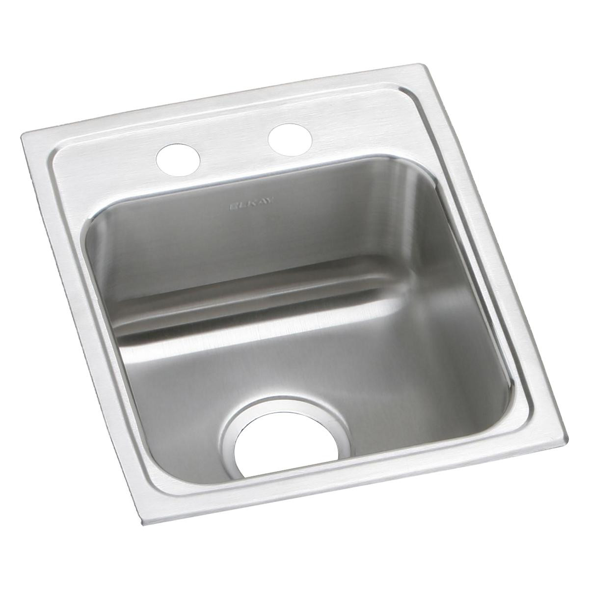 Elkay Lustertone Classic Stainless Steel 15" x 17-1/2" x 6-1/2", 2-Hole Single Bowl Drop-in ADA Sink with Quick-clip