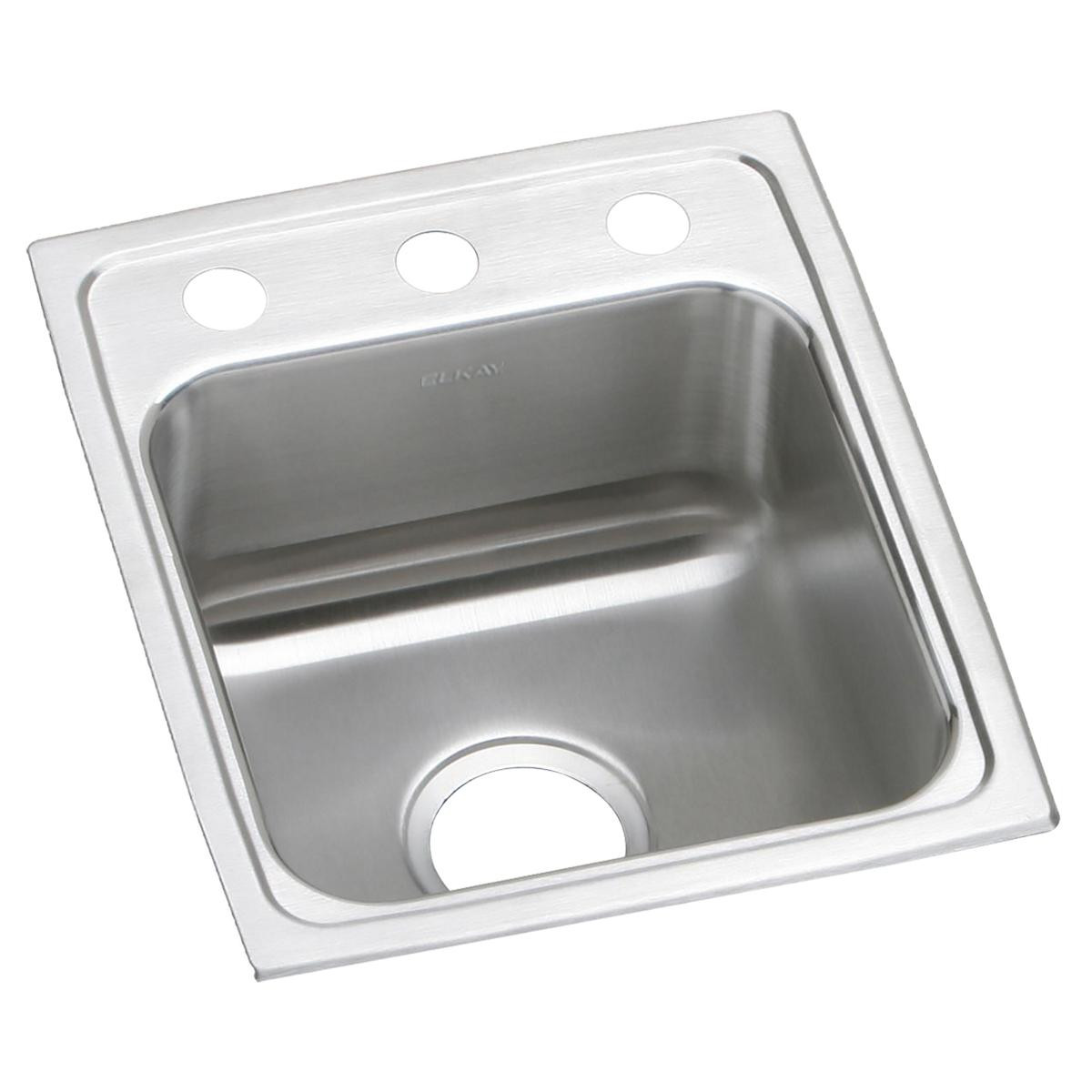 Elkay Lustertone Classic Stainless Steel 15" x 17-1/2" x 6-1/2", 3-Hole Single Bowl Drop-in ADA Sink with Quick-clip