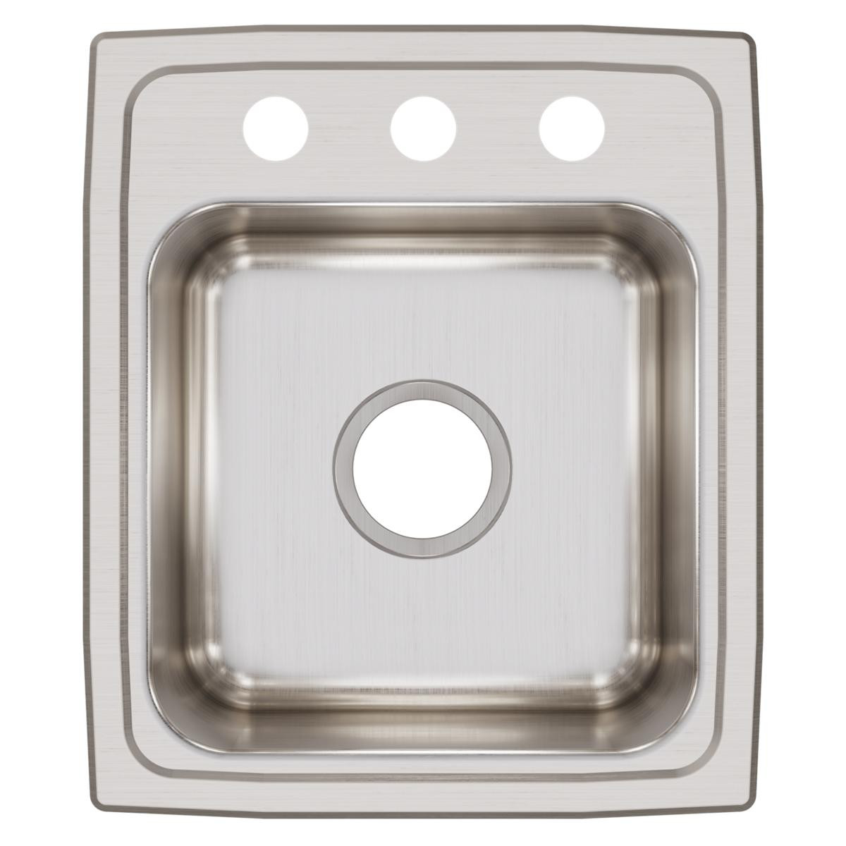 Elkay Lustertone Classic Stainless Steel 15" x 17-1/2" x 7-5/8", 3-Hole Single Bowl Drop-in Bar Sink with Quick-clip