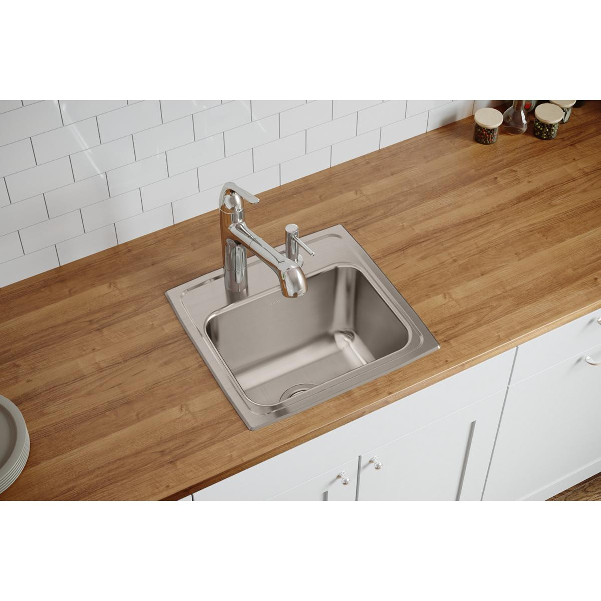Elkay Lustertone Classic Stainless Steel 17" x 16" x 10-1/8", 2-Hole Single Bowl Drop-in Sink with Quick-clip