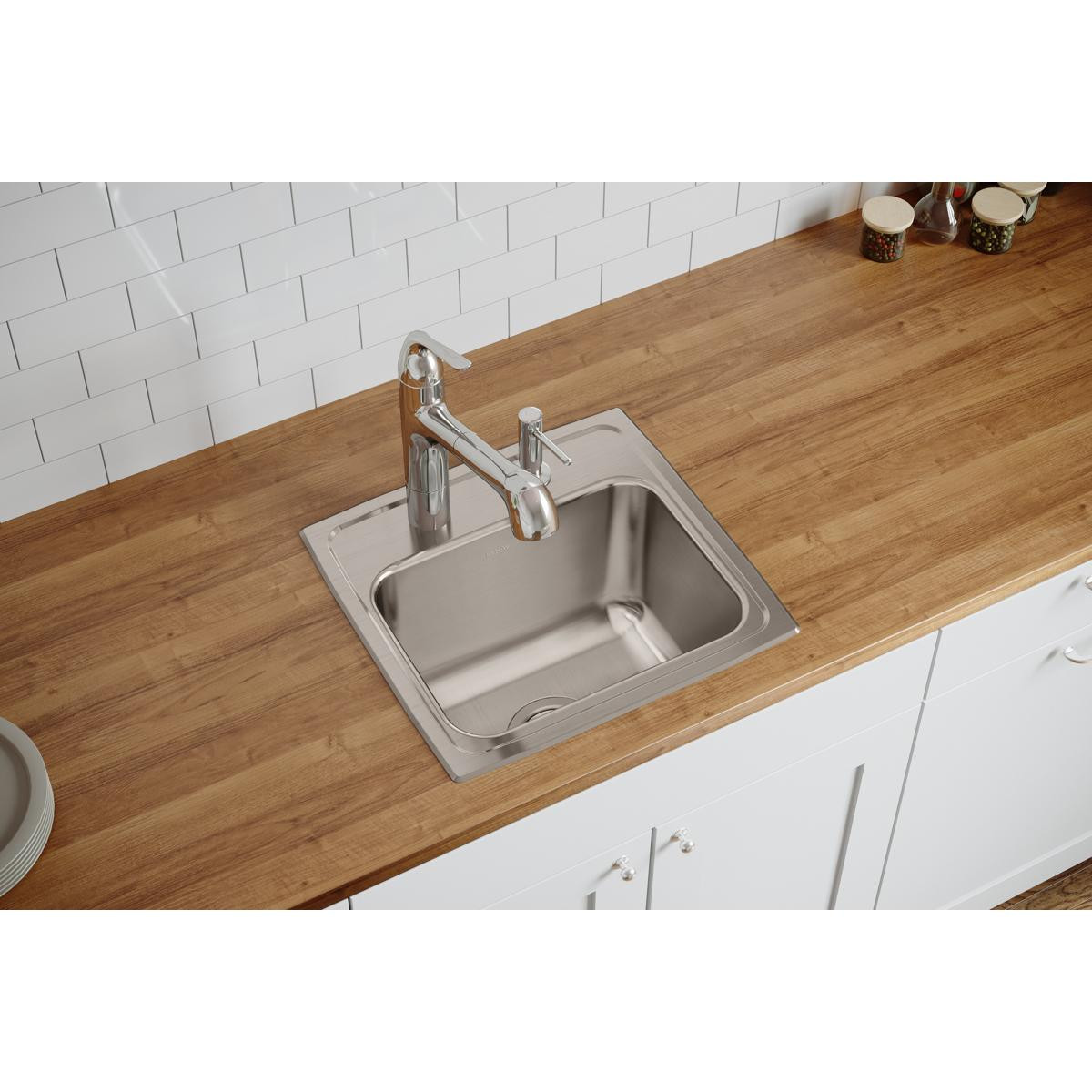 Elkay Lustertone Classic Stainless Steel 17" x 16" x 10-1/8", 3-Hole Single Bowl Drop-in Sink with Quick-clip