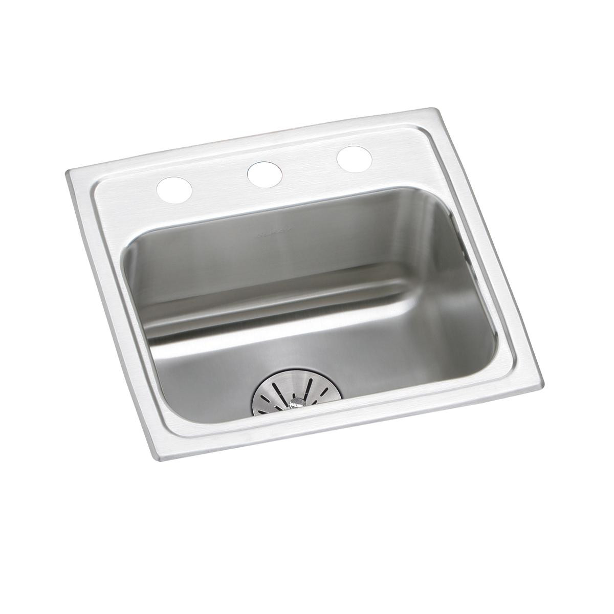 Elkay Lustertone Classic Stainless Steel 17" x 16" x 6-1/2" 3-Hole Single Bowl Drop-in ADA Sink with Perfect Drain