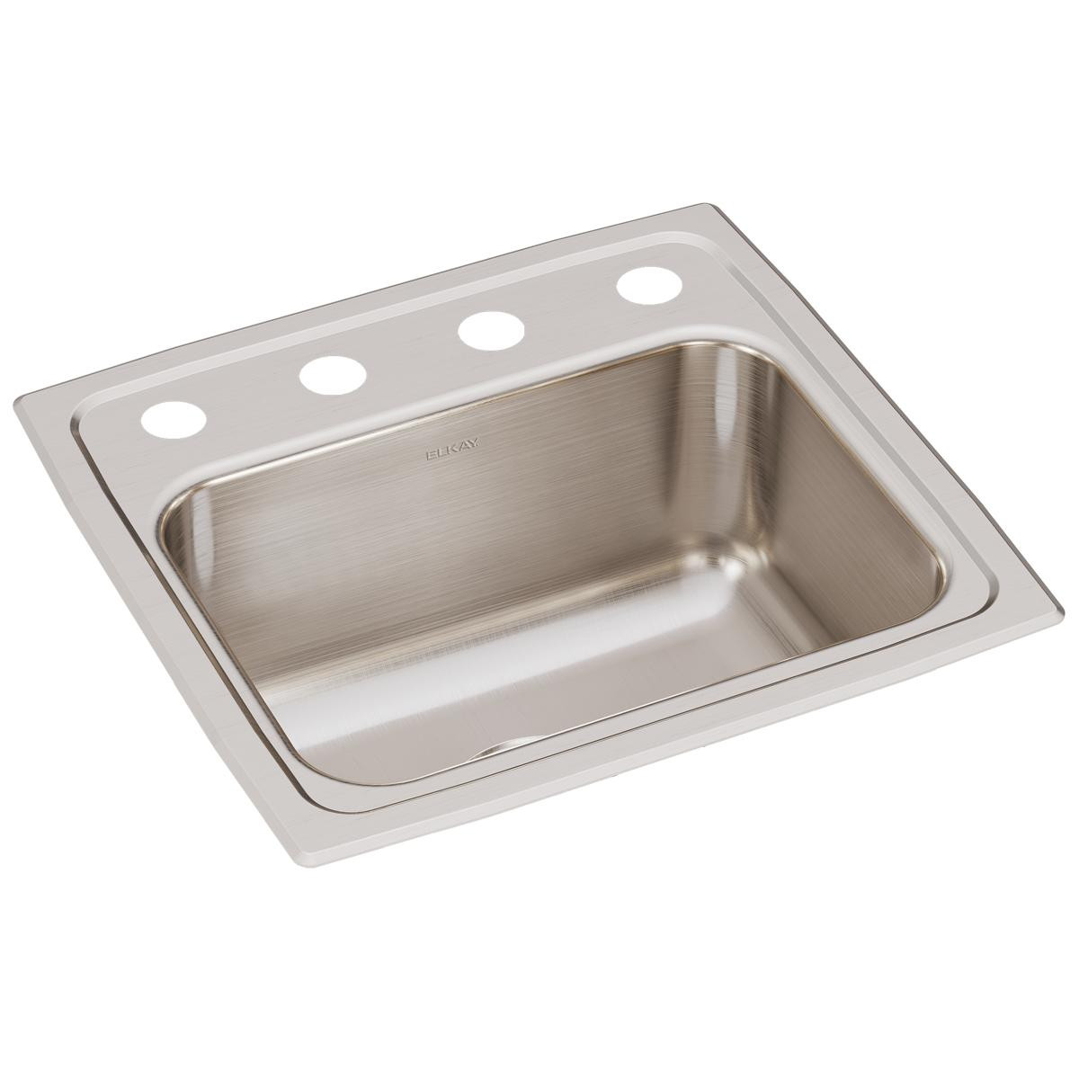 Elkay Lustertone Classic Stainless Steel 17" x 16" x 7-5/8" OS4-Hole Single Bowl Drop-in Sink