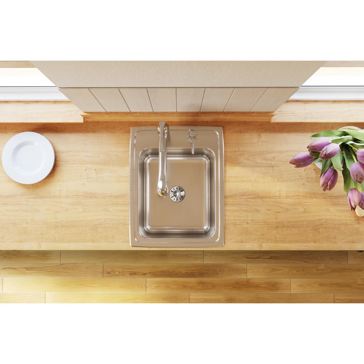 Elkay Lustertone Classic Stainless Steel 17" x 22" x 10-1/8", 2-Hole Single Bowl Drop-in Sink with Perfect Drain