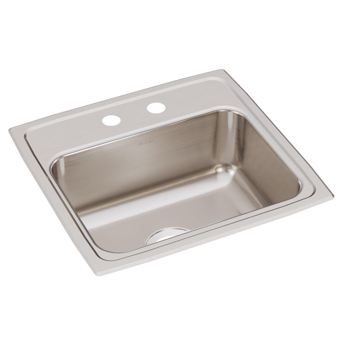 Elkay Lustertone Classic Stainless Steel 19" x 18" x 7-5/8" 2-Hole Single Bowl Drop-in Sink with Quick-clip