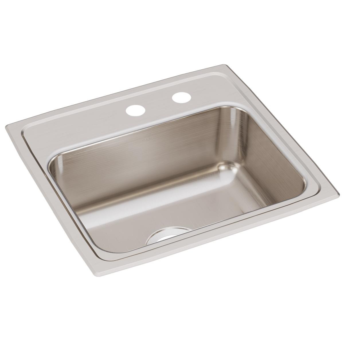 Elkay Lustertone Classic Stainless Steel 19" x 18" x 7-5/8", MR2-Hole Single Bowl Drop-in Sink