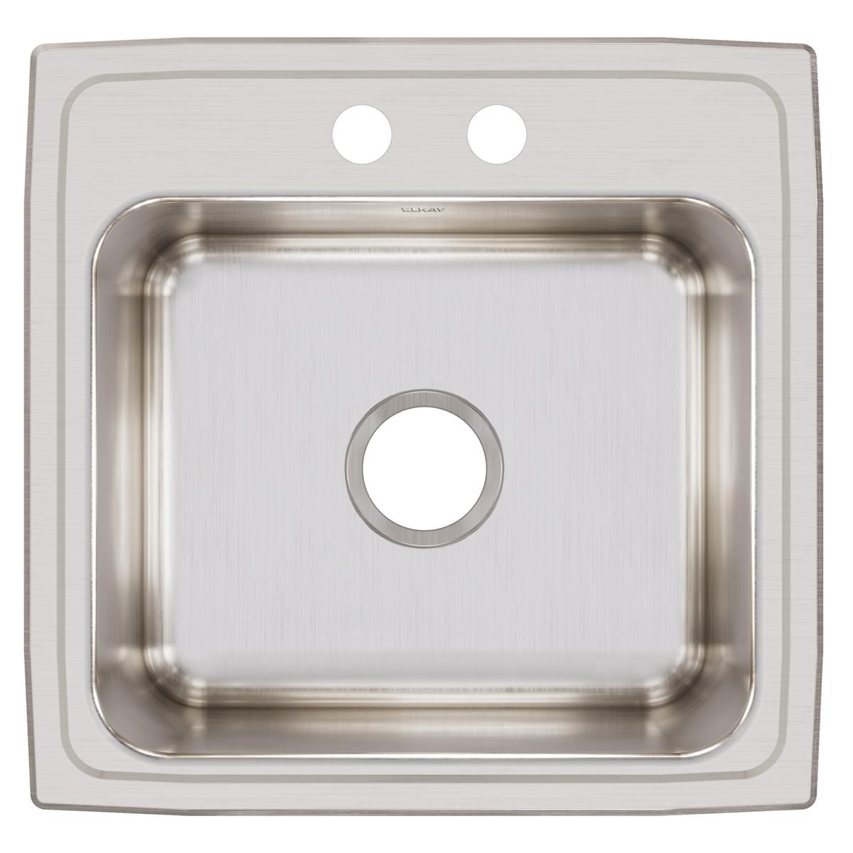 Elkay Lustertone Classic Stainless Steel 19-1/2" x 19" x 10-1/8" 2-Hole Single Bowl Drop-in Laundry Sink with Quick-clip