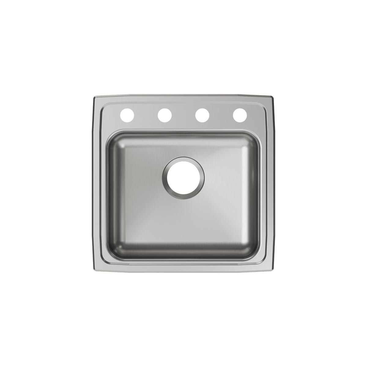 Elkay Lustertone Classic Stainless Steel 19-1/2" x 19" x 5" OS4-Hole Single Bowl Drop-in ADA Sink
