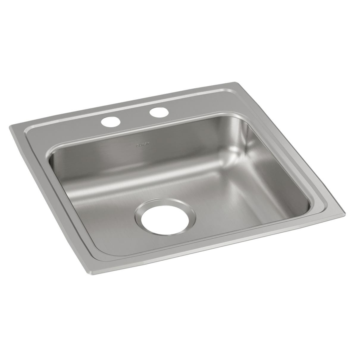 Elkay Lustertone Classic Stainless Steel 19-1/2" x 19" x 5", 2-Hole Single Bowl Drop-in ADA Sink
